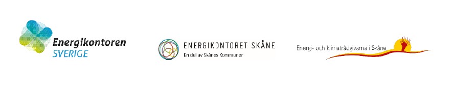Logotyper för Energikontoren Sverige, Energikontoret Skåne och Energi- och klimatrådgivarna i Skåne