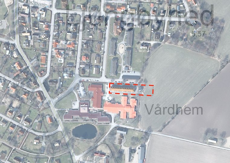 Bild på planområde för ändring av detaljplan för Ljungby 44:1